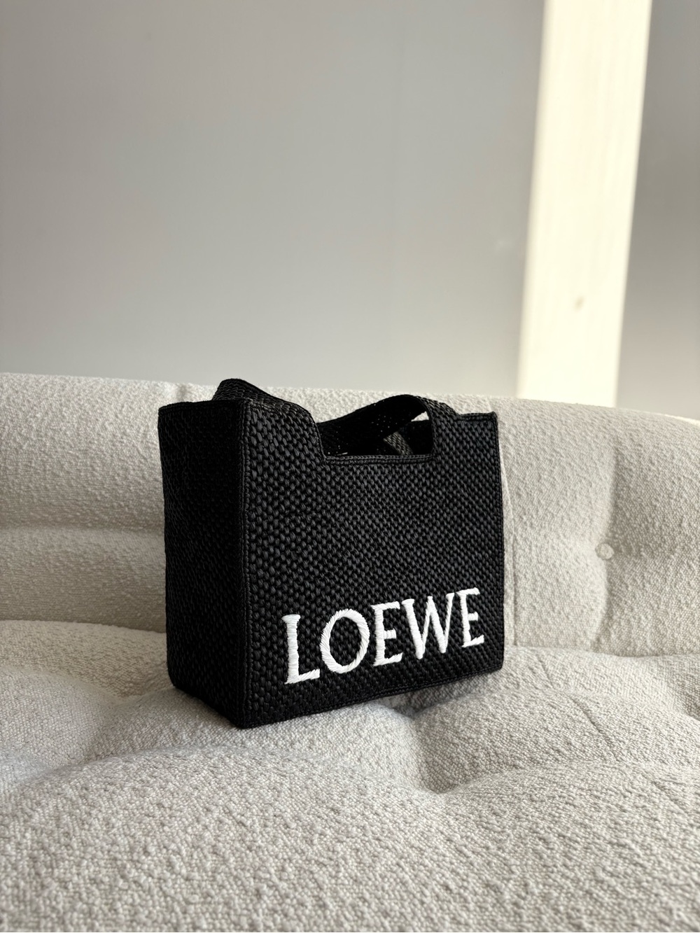 Loewe Black Woven Logo Medium Tote